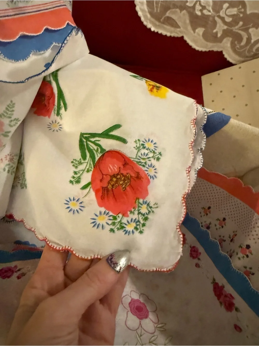 Scalloped Edge 100% Cotton Handkerchiefs 2 for $8 - comment which